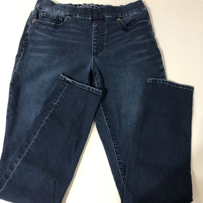 Pantalones de mezclilla para mujer Lands' End tiro medio ajustados azules talla 10 Foto 1 de 4