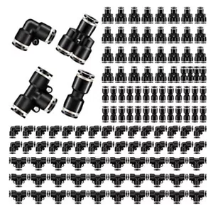 Push to Connect Fittings Air Line Pneumatic 1/4 Inch Od, 60 Pieces Quick Release - Picture 1 of 6