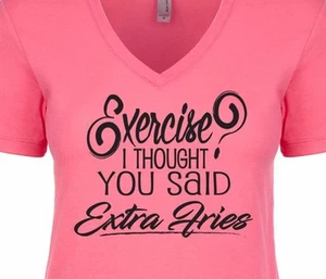 Exercise I Thought You Said Extra Fries Funny Women's V-Neck T-Shirt Food Gift - Bild 1 von 7