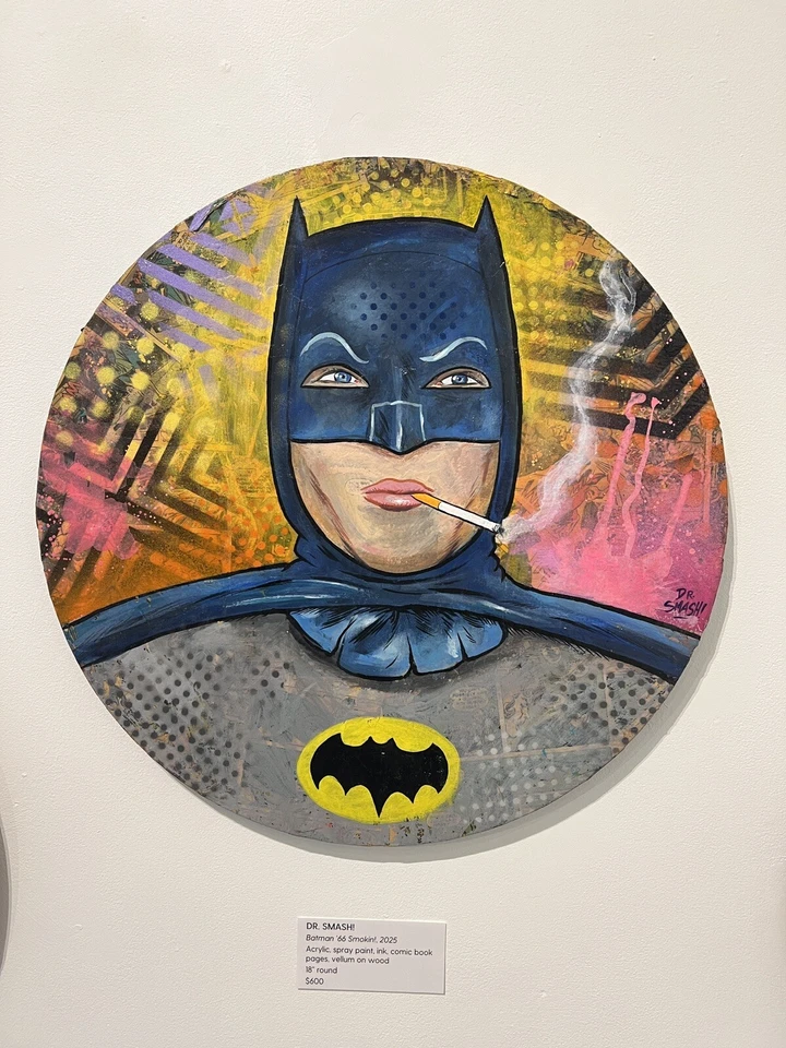 “Batman 66 Smokin” Dr. Smash Pop Art  Surrealism Original Street Art Painting - Image 1 of 1