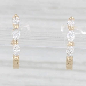 New Lab Created Diamond Inside Out Hoop Earrings 14k Yellow Gold Huggie Hoops - Picture 1 of 6
