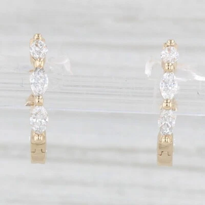 New Lab Created Diamond Inside Out Hoop Earrings 14k Yellow Gold Huggie Hoops - Image 1 of 4