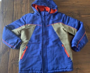 Roebuck & Co Full Zip Hooded Coat Blue Tan Boys L 14-16 - Picture 1 of 8