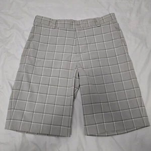 Nike Golf Performance Stretch Gray Plaid Golf Shorts Size 32 - Picture 1 of 4