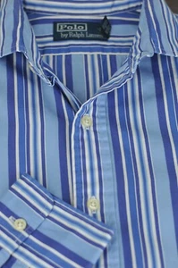 Camisa informal Polo Ralph Lauren para hombre tonos de azul a rayas algodón regente S pequeña - Imagen 1 de 5