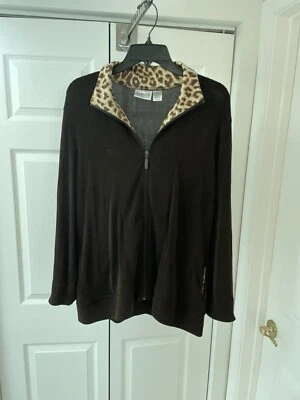 Куртка дорожная Chico's женская размер M-1 коричневая леопардовая отделка карманы на молнии - Изображение 1 из 4