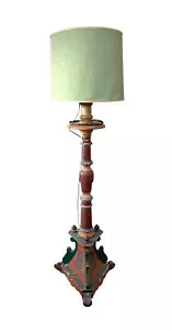 CANDLEHOLDER TRANSFORMED INTO A FLOOR LAMP. POLYCHROMED WOOD. CENTURY XVIII. - Picture 1 of 1
