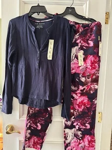 NEU TED BAKER LUXUS PJ SET WEICHER JERSEY LANGARM HENLE BLUMEN HOSE GR L - Bild 1 von 8
