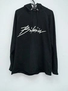 BALMAIN SIGNATURE LOGO HOODIE - BLACK - SIZE SMALL - MSRP $515 USD - Picture 1 of 15
