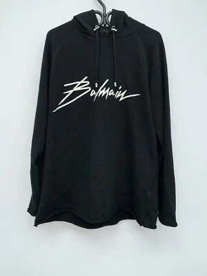 BALMAIN SIGNATURE LOGO HOODIE - BLACK - SIZE SMALL - MSRP $515 USD - Image 1 of 4