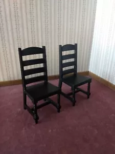 Dollhouse Miniature Wooden Black Ladder-Back Side Chairs 1:12 Scale - Picture 1 of 5