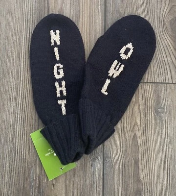 Guantes Kate Spade NY Nueva York NIGHT OWL MITTENS mezcla de lana negra $68 venta al por menor Foto 1 de 3