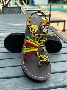 Sandalias trenzadas hechas a mano con tacones (1,5 pulgadas) Reggae verano playa 100 % auténticas - Imagen 1 de 9
