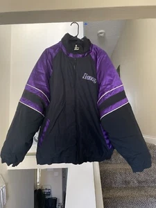 Los Angeles Lakers Mens XL 90s Starter Puffer Jacket Purple Black Vintage NBA - Picture 1 of 8