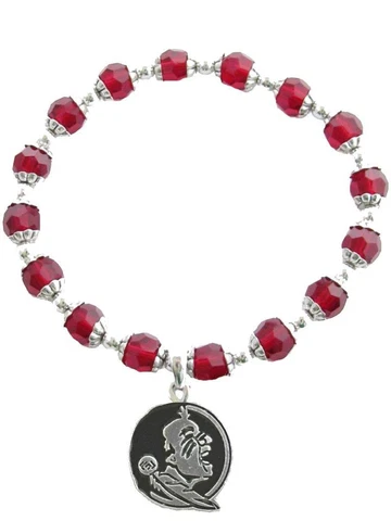 Florida State Seminoles Red Glass Crystal Beaded Stretch Bracelet Jewelry FSU Cover