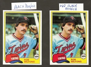 Variation Pair (2) 1981 Topps 453 ROB WILFONG, Twins, Correct/No Top Border,RARE - Picture 1 of 3