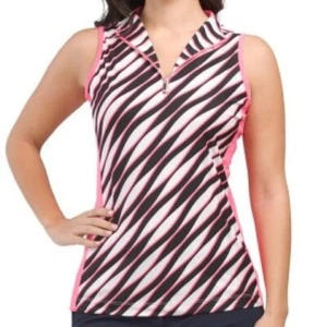 NWT TAIL Hot Pink Black White MEDIAN Zura Sleeveless Mock Golf Shirt S M & L - Picture 1 of 3