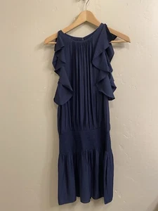 Ramy Brook Größe M dunkelblau gesmoktes Rembi Mini ärmelloses Rüschenkleid - Bild 1 von 12