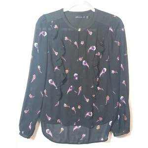 Karen Millen geblümte Bluse Größe 10 Landhauskern hoher niedriger Saum Musterstück selten - Bild 1 von 10