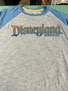 Disney Parks Gray & Blue Disneyland Rainbow 3/4 Sleeve Crewneck Medium - Picture 1 of 12