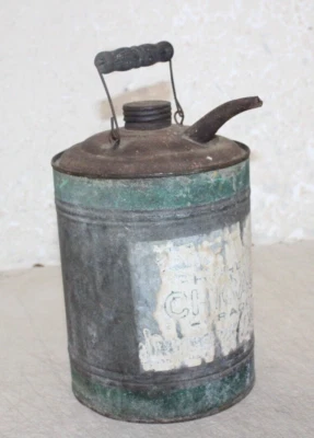 Lata de metal vintage de gas/queroseno mango de madera de 1 galón caño estrecho 9 1/2" Foto 1 de 4