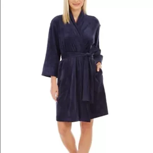Sesoire ACCAPPATOIO blu navy pigiama lounge biancheria da notte avvolgente morbido accogliente M - Foto 1 di 1