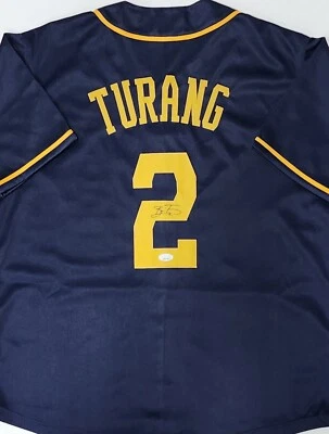 Brewers Infielder BRICE TURANG Signed Custom Replica Blue Jersey AUTO - JSA - Image 1 of 3