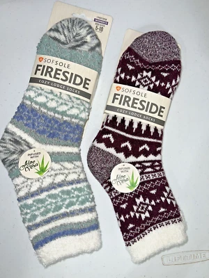 NWT Lot Of 2 Sofsole Fireside Aloe Vera Infused Cozy Lodge Socks Size 5-10 - Image 1 of 4