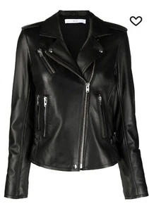 Iro Han Black 100% Lamb Leather Jacket, size 10UK 38FR - Picture 1 of 20
