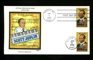 US FDC #2044 Collins Painted HP 1983 MO Scott Joplin Music Black Dual Unofficial - Picture 1 of 2