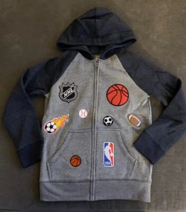 Sport Themed Hoodie W/cute Iron On Patches—Boys Size 7–BRAND NEW!! - Picture 1 of 3