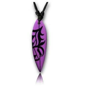 Surferkette lila mit schwarzem Tribal Holzkette Sonoholz Unisex verstellbar - Bild 1 von 1