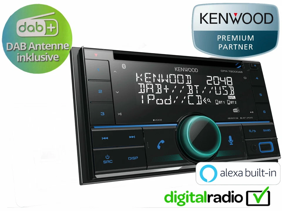 Kenwood DPX-7300DAB 2-DIN Autoradio CD DAB USB BT