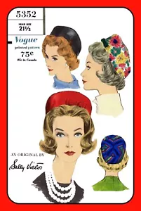 Sally Victory Pillbox HAT Pattern 21½" Vogue 5352 VTG 1961 Sewing Craft - Picture 1 of 7