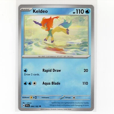 Pokémon TCG Keldeo 044/162 Sv05 Temporal Forces Regular Uncommon Card EN-NM 2024 - Image 1 of 3