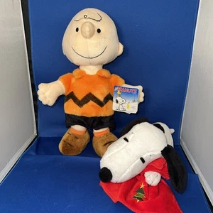 Peanuts 14 Zoll Charlie Brown & Vintage Snoopy 9 Zoll Stofftier Lovey Christmas Plüsch - Bild 1 von 13