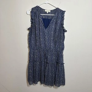 Pinch blau und grau Kleid Größe L ärmellos fließend Stufen Rüschen komplett gefüttert - Bild 1 von 7