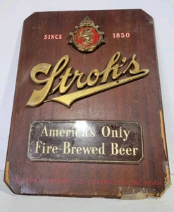 Insegna in legno birra Stroh's Stroh's America's Only Fire-Brewed Beer - Foto 1 di 13