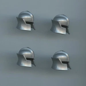 LEGO x4 Flat Silver Minifig, Headgear Helmet Castle Cheek Protection Angled - Picture 1 of 1