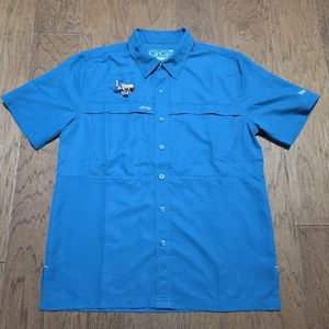 GameGuard Outdoor Fishing Shirt Mens L Blue Vented Short Sleeve 100% Polyester - Picture 1 of 9