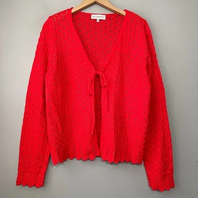 Corbata de sauce y viento encogida talla L roja Y2K punto a ganchillo brillante romántica Foto 1 de 4