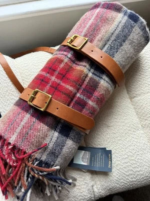 PENDLETON Vintage Dress Stewart Motor Robe Leather Carrier Blanket Tartan - Image 1 of 3