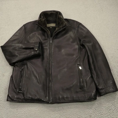Jaqueta Andrew Marc New York Masculina Grande Couro Preta Forro de Pele Removível Lã - Imagem 1 de 4