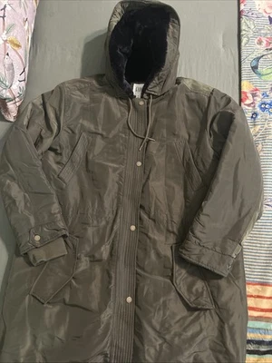 Abrigo Gap Mujer Extra Grande Verde Capucha Forrado Piel Lujo Parka Foto 1 de 4