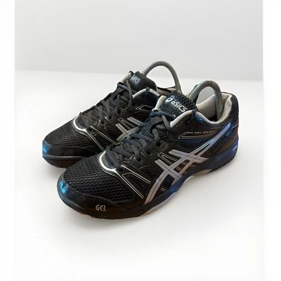 ASICS гель ракета женщин волейбол спортзал туфли черный/серебро размер 9 B455N - Изображение 1 из 4