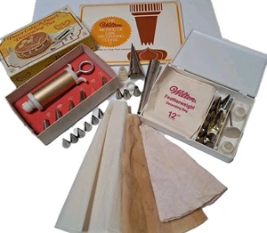 Wilton Ateco Lot Piping Icing Cake Decorating Tools Used Mix 28 Tips Bags Book - Picture 1 of 15