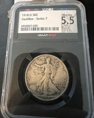 1918-D WALKING LIBERTY SILVER HALF DOLLAR NGCX 5.5 #H521 - Image 1 of 2
