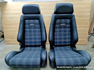 RECARO LX B JDM Pair Reupholstered Retro Classic design Black Lather - Picture 1 of 15