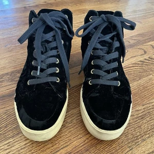Nine West Damen 9,5 schwarz Velours hohe Sneakers goldene Ösen Freizeitschuhe - Bild 1 von 12