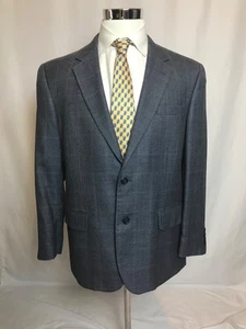 Jos A Bank Sport Mantel Blazer Jacke Herren 43R grau Fensterscheibe Seide/Wolle Sngl Vent - Bild 1 von 24